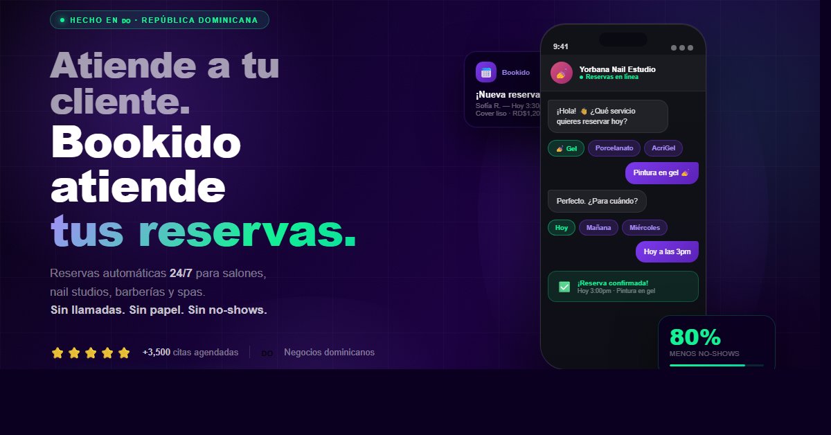 Bookido — sistema de reservas online para salones, spas y barberías en República Dominicana